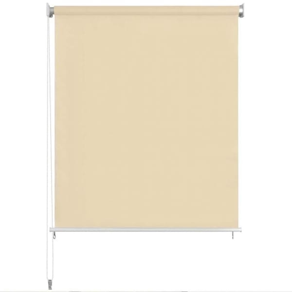 Cream Roller Blind High-density Polyethylene (hdpe) 47.2 X 55.1 Inches Factory Supplied Built-in Windproof Automatic