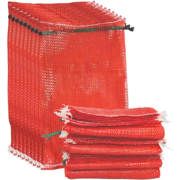 25kg PP Mesh Bag PE Material Vegetables Fruit Packing Onions Potatoes Garlic Heat-sealed Drawstring Handle Agriculture